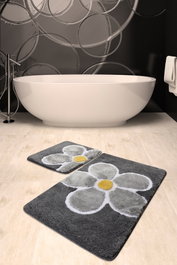 Mijölnir Juego de alfombrillas de baño Flower - Grey, 2 piezas